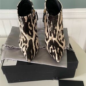 Giuseppe Zanotti Black and Cream Ankle Booties with Stiletto Heel